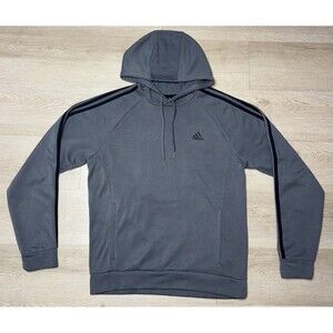 Adidas Hoodie Men’s Gray Size Medium Primegreen Striped Sleeves Sweatshirt